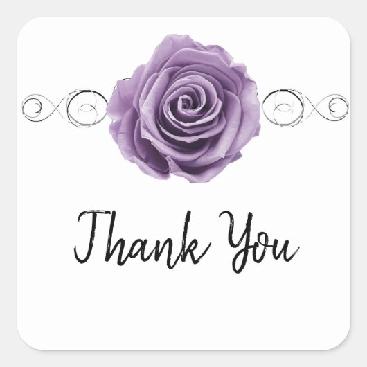 Paars Roos Dank u Sticker (Voorkant)