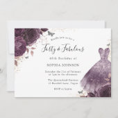 Paars Roos Dress 40th Birthday Veertig & geweldig Kaart (Voorkant)