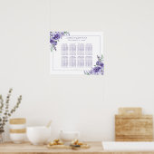 Paars Roos | Elegant Boho Floral 10 Seat Chart Poster (Keuken)