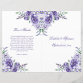 Paars Roos | Elegant Floral Ceremony-programma (Voorkant)