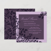 Paars Roos Elegant Vrijgezellenfeest Uitnodiging (Voorkant / Achterkant)