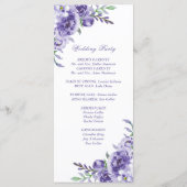 Paars Roos | Elegant Waterverf Floral Ceremony Programmakaart (Achterkant)