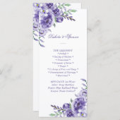 Paars Roos | Elegant Waterverf Floral Ceremony Programmakaart (Voorkant / Achterkant)