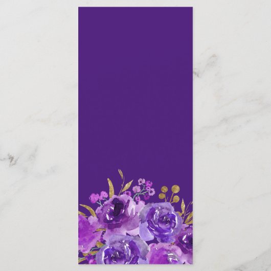 Paars Roos en Gold Leaf Editable Menu met 3 cursus (Achterkant)