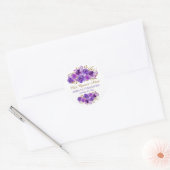 Paars Roos en Gold Leaf Mis Quince Anos Ronde Sticker (Envelop)