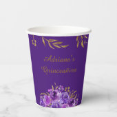 Paars Roos en goudlef Elegant speciale pleister Papieren Bekers (Achterkant)