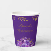 Paars Roos en goudlef Elegant speciale pleister Papieren Bekers (Voorkant)