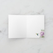 Paars Roos en kolibrie Bedankkaart (Binnen)