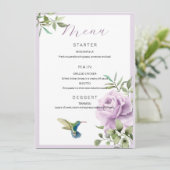 Paars Roos en kolibrie Menu (Staand voorkant)
