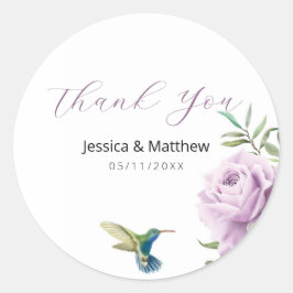 Paars Roos en kolibrie Ronde Sticker
