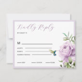 Paars Roos en kolibrie RSVP Kaartje (Voorkant)