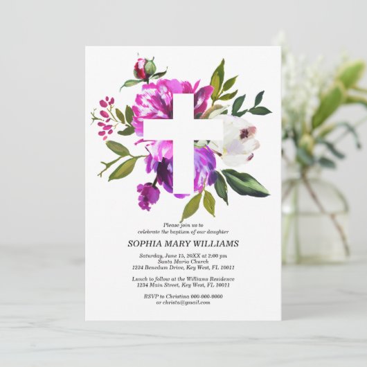 Paars Roos en wit kruis Kaart (Staand voorkant)