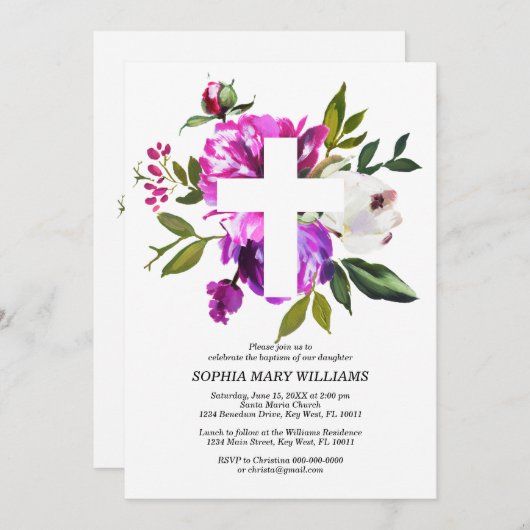 Paars Roos en wit kruis Kaart (Voorkant / Achterkant)