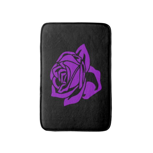 Paars Roos en Zwarte Bath Mat (Voorkant Verticaal)