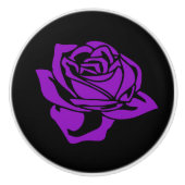 Paars Roos en zwarte keramische knop (Voorkant)