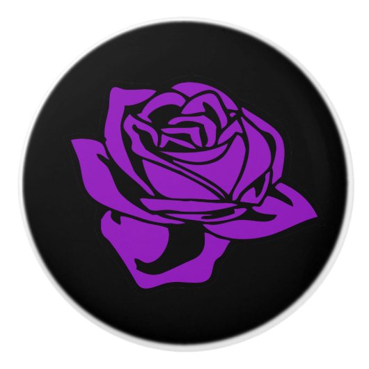 Paars Roos en zwarte keramische knop (Voorkant)