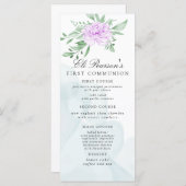 Paars Roos Eucalyptus blaast eerste communie Menu (Voorkant / Achterkant)