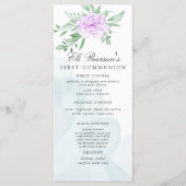 Paars Roos Eucalyptus blaast eerste communie Menu (Voorkant)