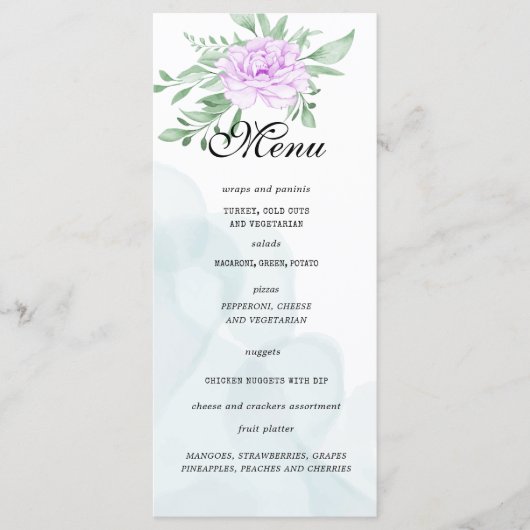 Paars Roos Eucalyptus Leaves Birthday Menu (Voorkant)