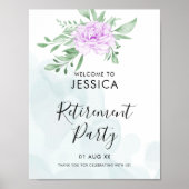 Paars Roos Eucalyptus Leaves Retirement Party Poster (Voorkant)
