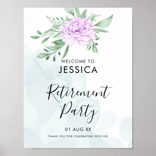 Paars Roos Eucalyptus Leaves Retirement Party Poster (Voorkant)