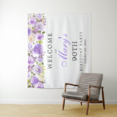 Paars Roos Floral 90e verjaardag Wandkleed (In situ)