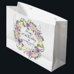 Paars Roos Floral Botanisch Wreath 80th Birthday Groot Cadeauzakje<br><div class="desc">Geweldige cadeautas om een 80ste verjaardag te vieren. Een zeer  paars roos en groen met de lijsten die gelukkig jarig zijn,  de naam van de beroemde en de verjaardagsdatum. Alle tekst kan worden bewerkt.</div>