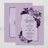 Paars Roos Floral Bridal Brunch Kaart (Voorkant / Achterkant)