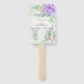 Paars Roos Floral Eucalyptus Boho Wedding Programm Handwaaier (Achterkant)