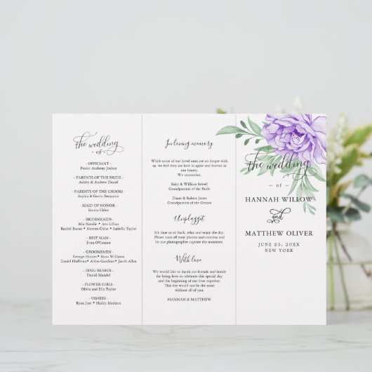 Paars Roos Floral Eucalyptus Wedding Ceremonie (Staand voorkant)