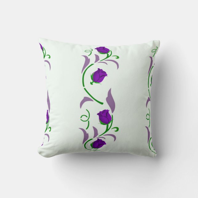 Paars Roos Floral Kussen (Voorkant)