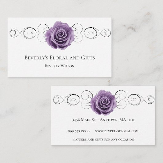 Paars Roos Floral Shop Visitekaartje (Voorkant / Achterkant)