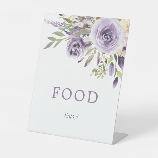 Paars Roos Floral Shower Reclamebord Met Voetstuk (Voorkant)