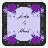 Paars Roos Floral Spiderweb - Dall Wedding Seal Vierkante Sticker (Voorkant)