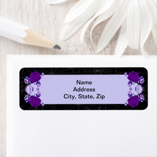 Paars Roos Floral Spiderweb Fall Wedding Etiket (Insitu)