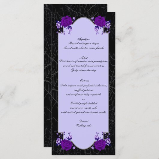 Paars Roos Floral Spiderweb Fall Wedding Menu (Voorkant / Achterkant)