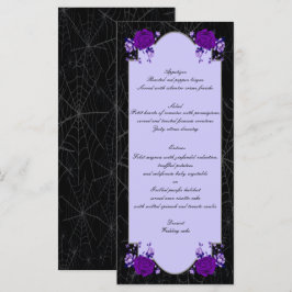 Paars Roos Floral Spiderweb Fall Wedding Menu