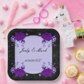 Paars Roos Floral Spiderweb Fall Wedding Papieren Bordje (Feest)