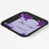 Paars Roos Floral Spiderweb Fall Wedding Papieren Bordje (Gebogen)