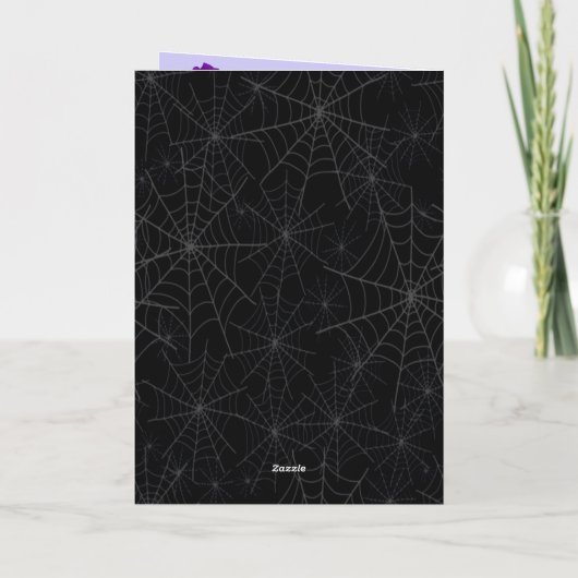 Paars Roos Floral Spiderweb Fall Wedding Programme Bedankkaart (Achterkant)
