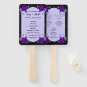 Paars Roos Floral Spiderweb Fall Wedding Programme Handwaaier (Voorkant en achterkant)