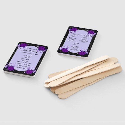 Paars Roos Floral Spiderweb Fall Wedding Programme Handwaaier (Niet-gemonteerd)