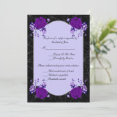 Paars Roos Floral Spiderweb Fall Wedding Response Kaart (Staand voorkant)