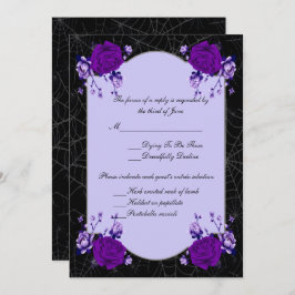 Paars Roos Floral Spiderweb Fall Wedding Response Kaart