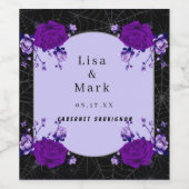 Paars Roos Floral Spiderweb Fall Wedding Wijn Etiket (Enkel label)