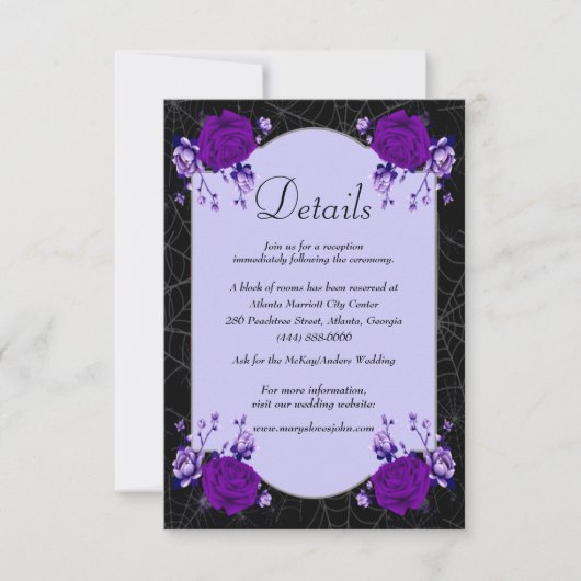 Paars Roos Floral Spiderweb - Naderinggegevens Kaart (Voorkant)