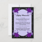 Paars Roos Floral Spiderweb Safety Measures Card Kaart (Voorkant)