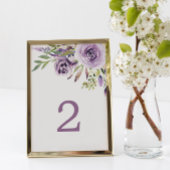 Paars Roos Floral Tabel 2 Wedingstabelnummer Kaart