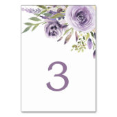 Paars Roos Floral Tabel 3 Wedingstabel Kaart (Voorkant)