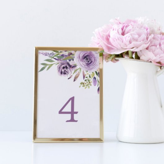 Paars Roos Floral Tabel 4 Wedingstabel Kaart